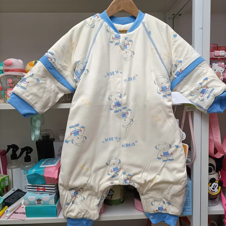 儿童秋冬加厚双层恒温睡袋纯棉可拆袖分腿设计舒适保暖