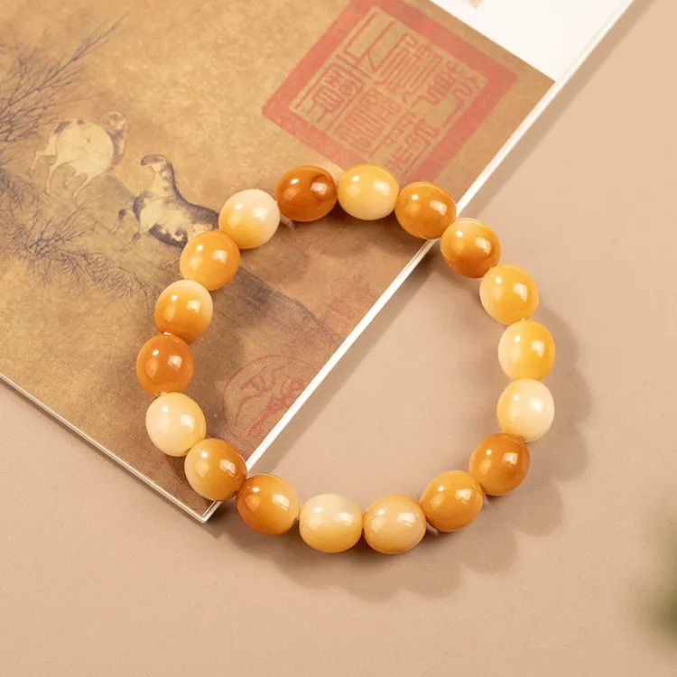 珠联帮天然原生态炭烤椭圆形10*10.4菩提根单圈手串正宗时尚工艺