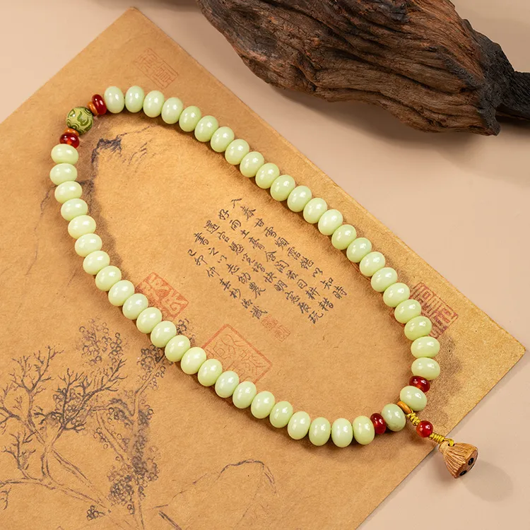 珠联帮天然原生态青玉菩提算盘珠莲蓬双圈菩提根手串手持时尚工艺