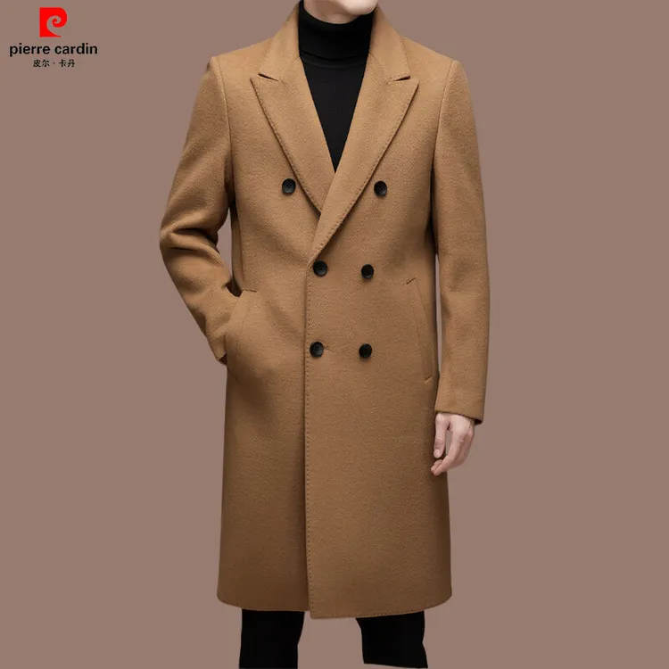 皮尔卡丹国际大牌男士冬季新款潮流含内胆保暖毛呢大衣长款外套男