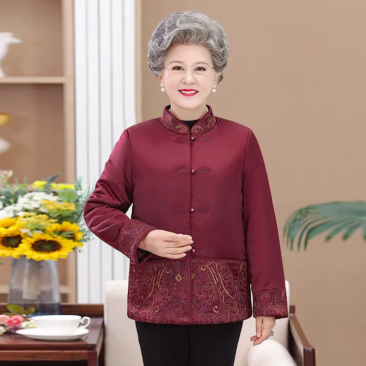 老年人女装冬装棉衣60-70岁奶奶装宽松保暖棉袄立领老太太厚棉服