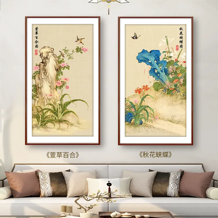 芊虹秀萱草百合十字绣2025新款线绣高端客厅书房名画花卉手工刺绣