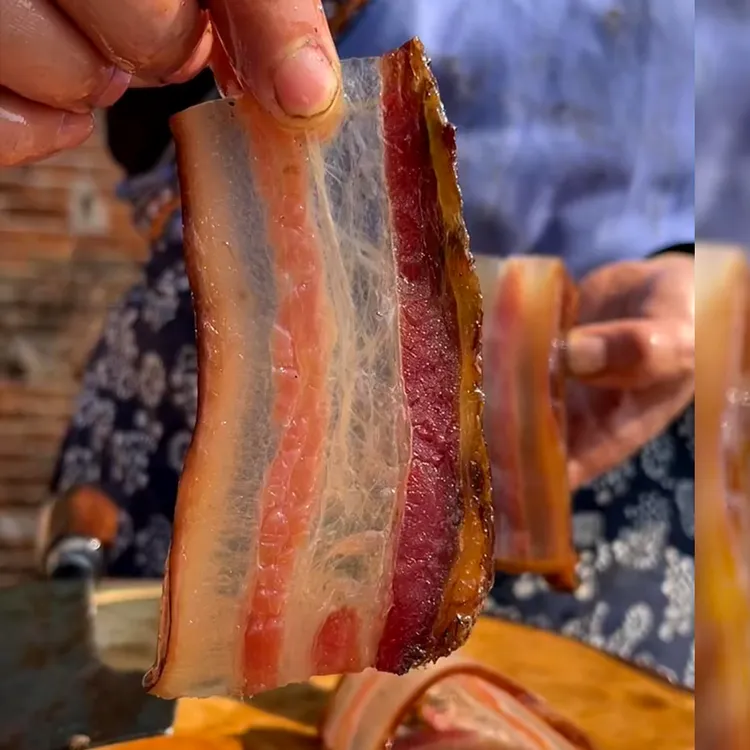 农家柴火烟熏土猪水晶五花老腊肉 