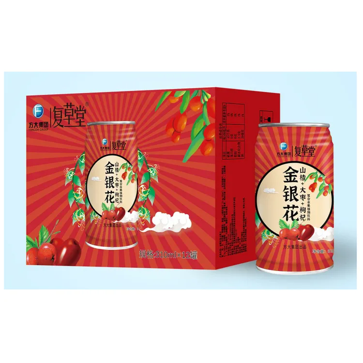 复草堂金银花复合水果植物饮料310ml*12罐清凉饮品整箱四季常备