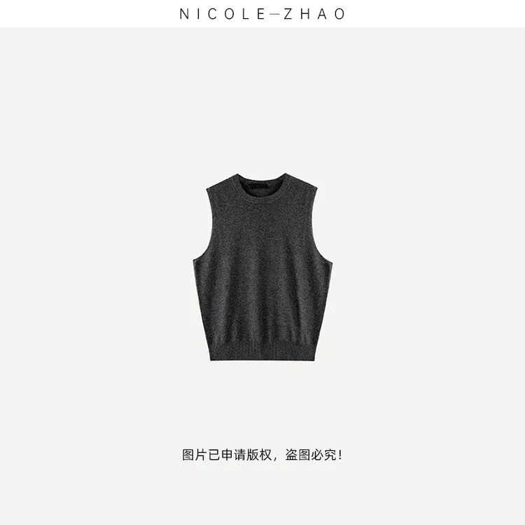 2A0775【贵姐NICOLE】设计师山羊绒修身百搭羊绒无袖马甲（升级版）
