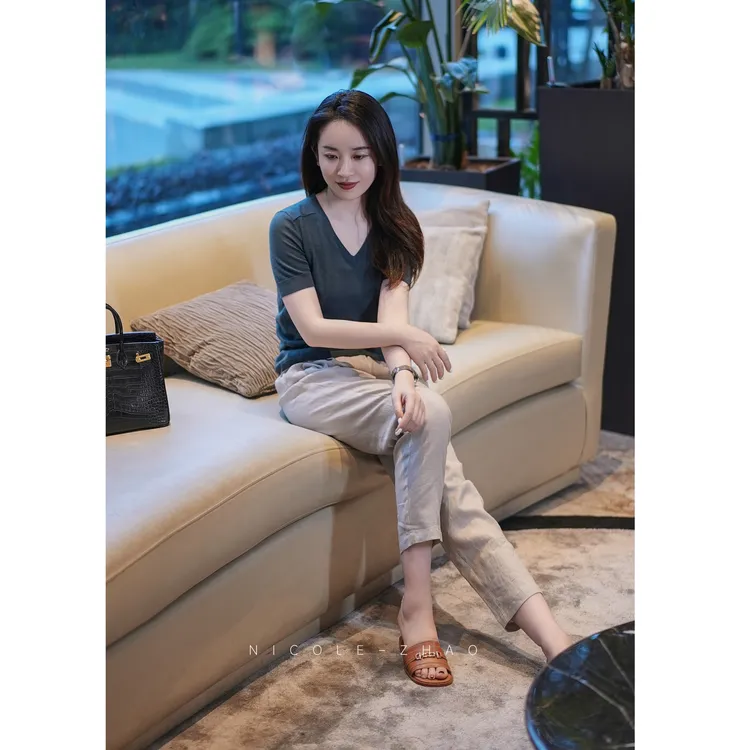 3MC5010 【贵姐NICOLE】2025年休闲百搭休闲长裤女装针织时尚