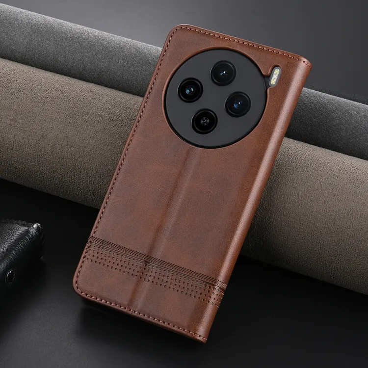 高档牛纹+磁吸翻盖皮套】vivoX100/Pro手机保护壳男商务全包防摔