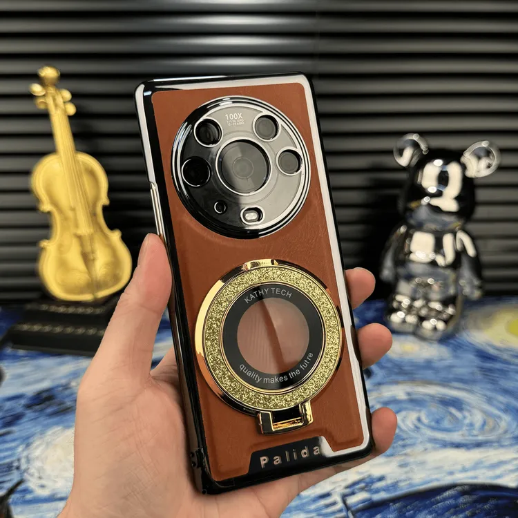 【电镀机甲贴皮边框 鎏金闪粉支架】适用于荣耀Magic3手机壳