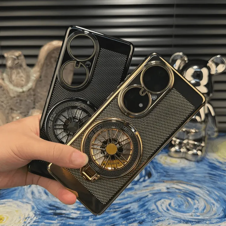 解压陀螺支架适用华为P50 Pro电镀网格散热壳自带镜头膜防摔透气