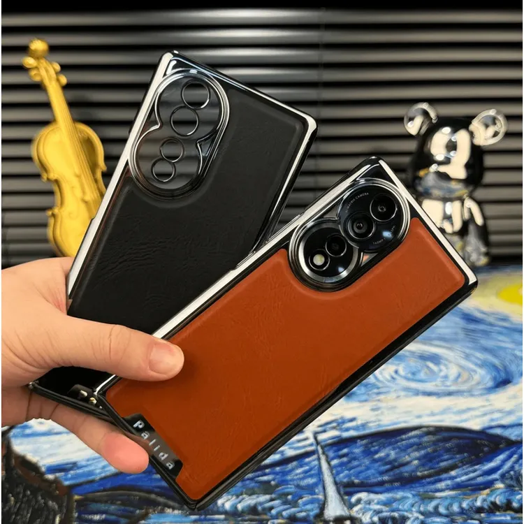 适用【荣耀80】高档机甲皮纹手机壳精孔镜头商务防摔保护套