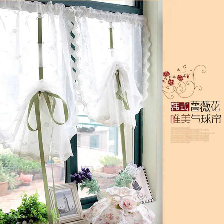 美式乡村遮挡窗帘纱提拉帘窗帘罗马帘气球帘客厅阳台飘窗隔断门帘
