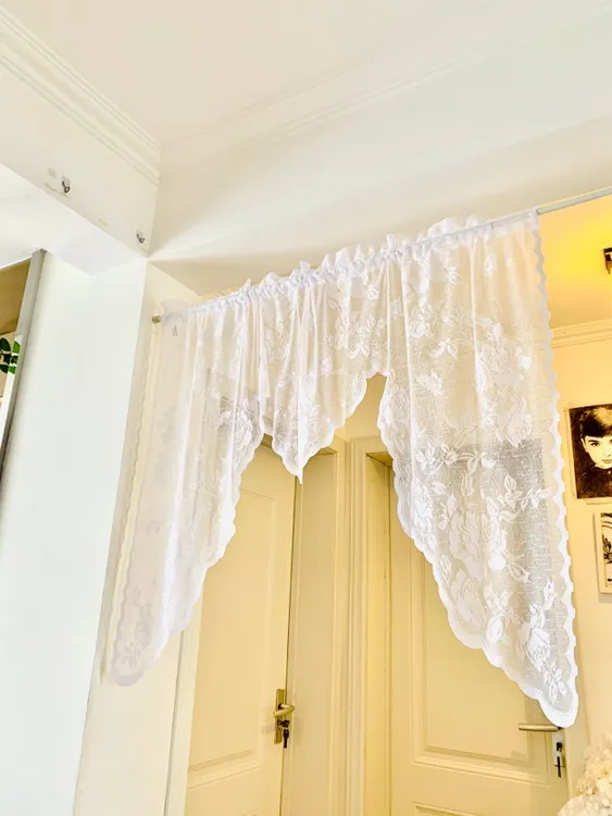 欧式唯美蕾丝三角帘卧室厨房书房门帘隔断装饰短帘窗帘遮挡窗帘布