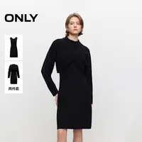 ONLY2025冬季新款通勤风小黑裙套装短裙针织连衣裙女|124446002