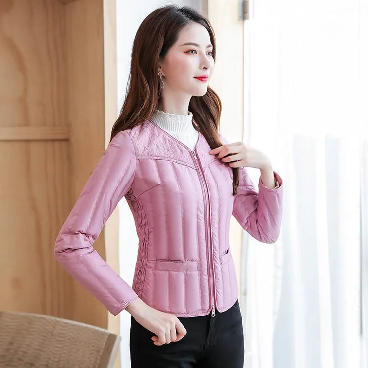 羽绒内胆女内穿短款V领上衣修身轻薄马甲加厚大码保暖内衣羽绒服