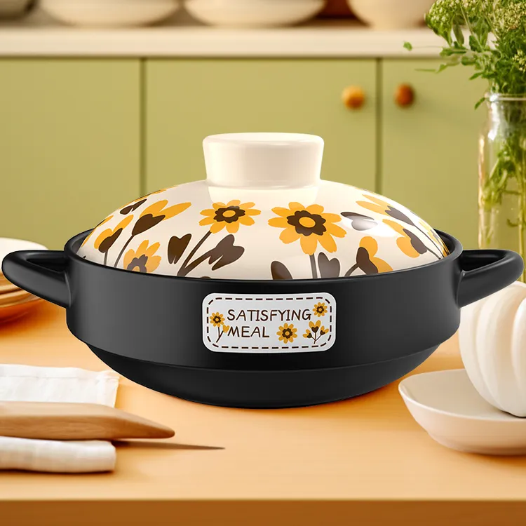 【向日葵干烧煲】康舒砂锅陶瓷浅锅耐热耐高温干闷炒菜煲仔饭啫啫煲