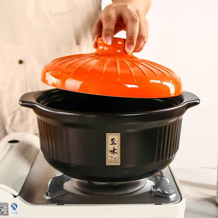 【康舒】 千叶橙盖耐热陶瓷砂锅 3400ML 单只装