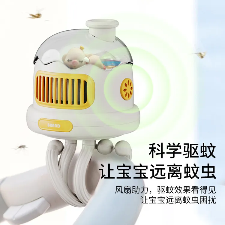 新品婴儿车风扇学生宿舍静音 usb夹式八爪鱼儿童手持推车风扇无叶