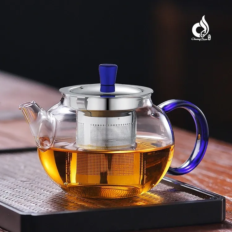 创典日式小号玻璃泡茶壶单壶茶水分离杯带过滤功夫茶壶透明耐高温