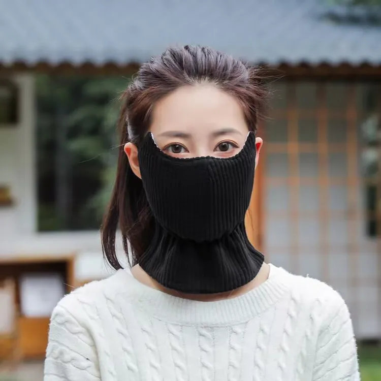 冬季时尚加厚保暖口罩女款户外骑行加大护颈防寒透气防风面罩批发