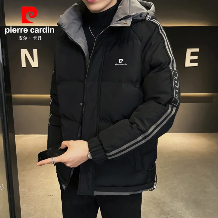 皮尔卡丹棉衣男士秋冬宽松棉袄百搭保暖加厚连帽休闲男装棉服外套