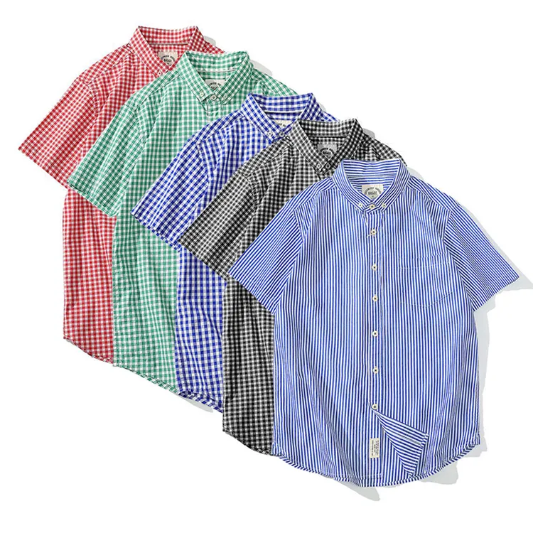 巴司司短袖衬衫男洋气休闲af风格韩版纯棉面料薄款衬衣透气