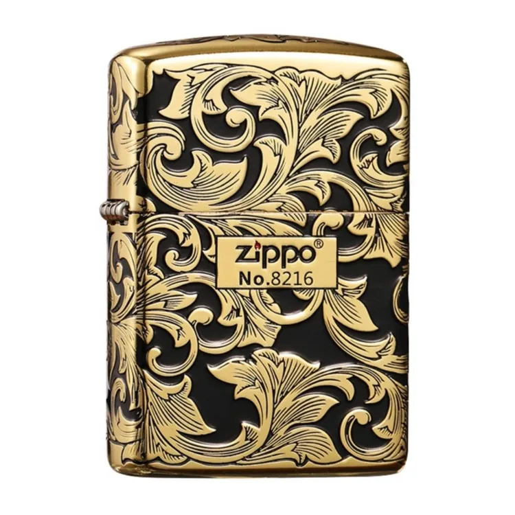 正品Zippo打火机收藏黑金唐草防风煤油送男友现货速发DYJ1