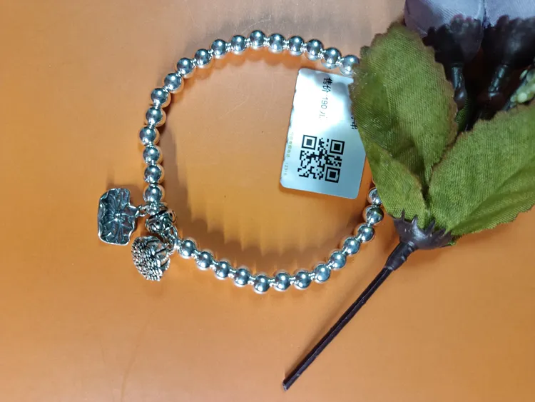 925银手链 胖东来自营代买两世欢莲蓬银珠手链