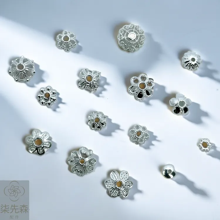 铜合金【100个批发装】新款手串珠花托diy手链配件材料镂空雪花隔片