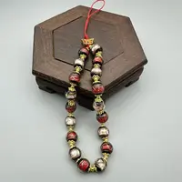 LX023-红白琉璃珠配隔片手机挂链包挂链