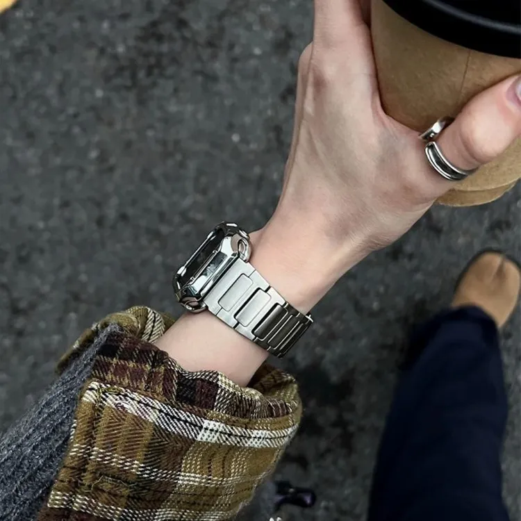 不锈钢英鹉罗金属表带适用applewatchS7S8S9SE32iwatchs11s10表带