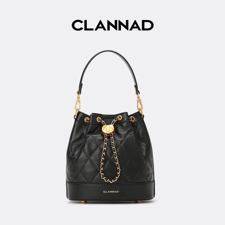 CLANNAD/克兰纳蒂设计师款羊皮大容量通勤手提水桶包子母包