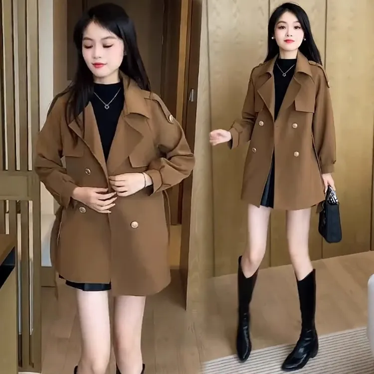 风衣外套女2025秋季新款时髦洋气显瘦中长款小个子百搭气质大衣潮