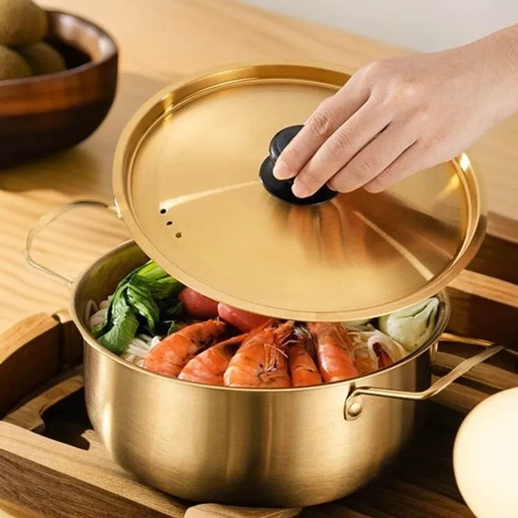 20CM韩式不锈钢家用加厚汤锅奶锅煮面锅煤气耐用大容量清洗方便  