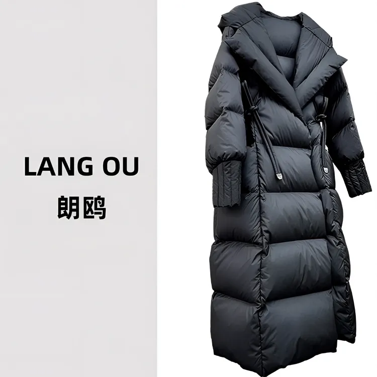 深圳高品国标95白鹅绒羽绒服加厚保暖连帽收腰极寒服25冬时尚气质