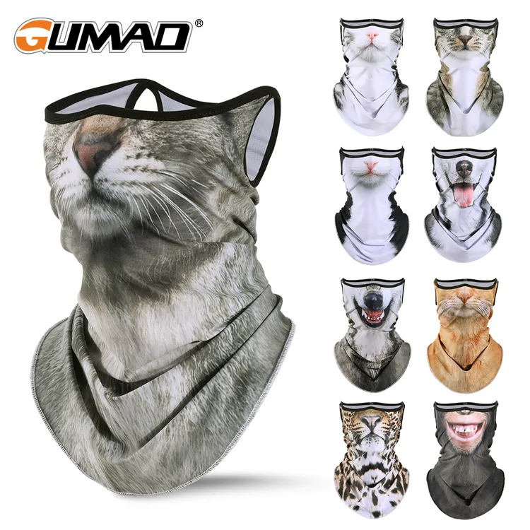 【猫脸面罩】挂耳透气骑行狗狗三角巾3D动物猫咪围脖面巾口罩男女