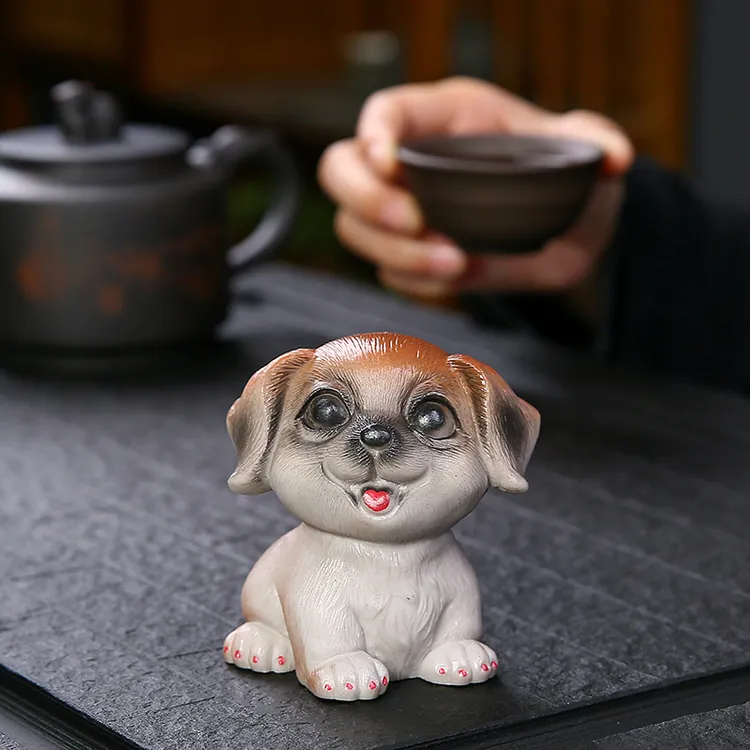 可爱狗变色茶宠可养茶玩茶桌茶台茶盘装饰摆件精品茶宠物茶具配件