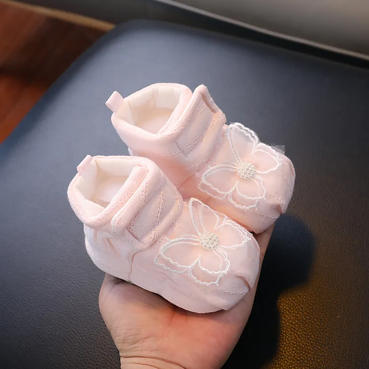 春秋女婴薄款夹棉学步鞋防滑软底学步鞋卡通宝宝外穿学走路不掉鞋