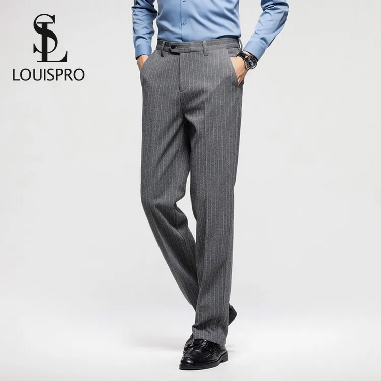 2024秋冬新款男士轻奢休闲百搭条纹商务弹力西裤休闲裤男装时尚