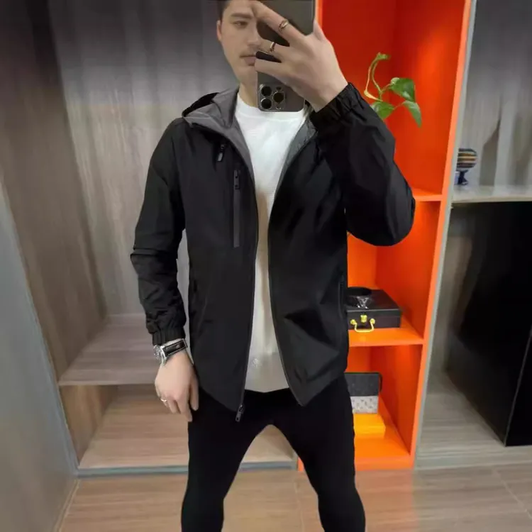 2024秋季新品男士连帽夹克外套舒适百搭时尚轻奢欧货高级感轻奢外