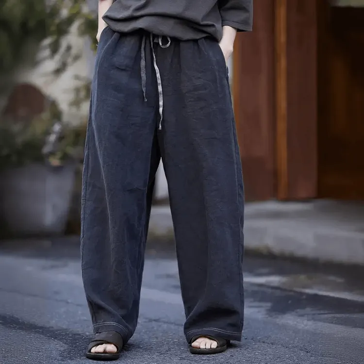【流浪裤】神裤夏季版青灰汉麻宽松流浪麻裤直筒阔腿长裤24023
