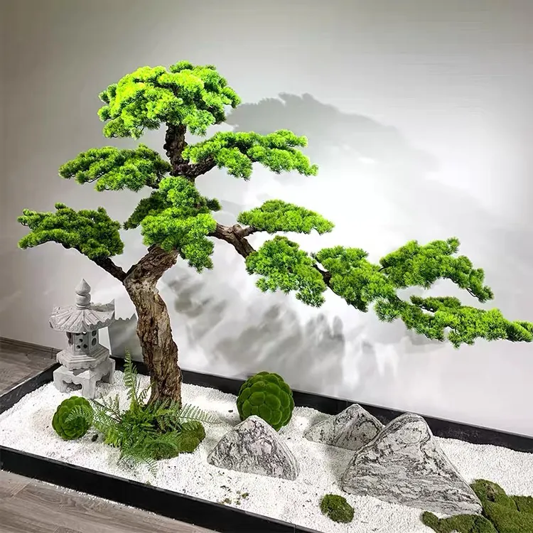 仿真松树迎客松罗汉松假松树商场酒店装饰造型美人迎客松景观摆件