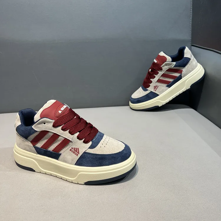 轻奢翻毛皮真皮厚底鞋2025新款时尚运动百搭软底舒适男潮流休闲鞋