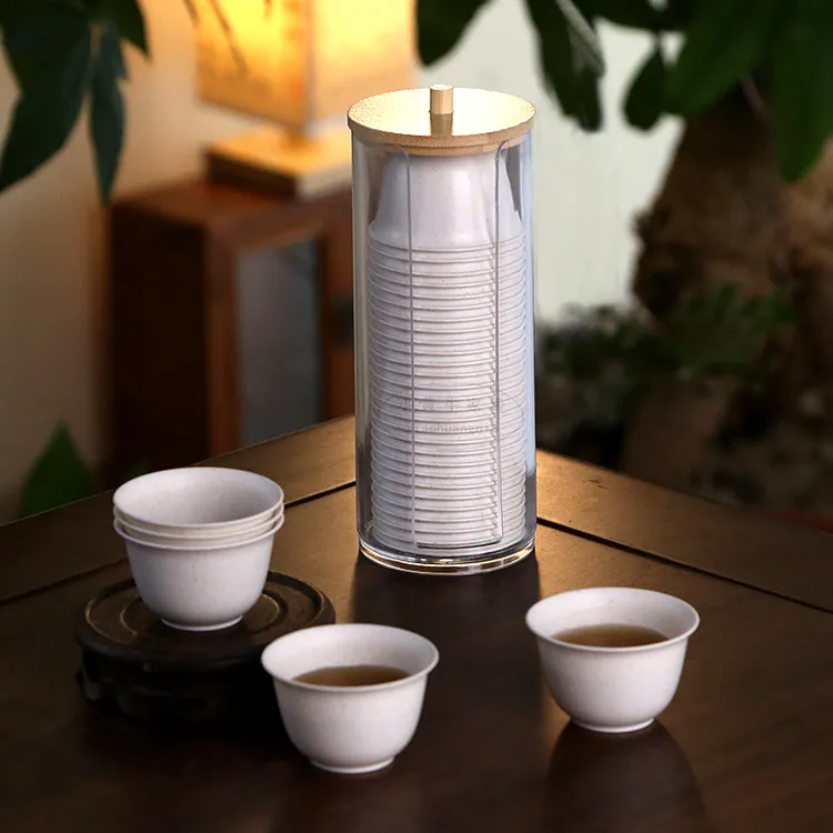 宝驰一次性稻壳杯家用pp材质高温耐热配收纳杯架便携卫生办公招待