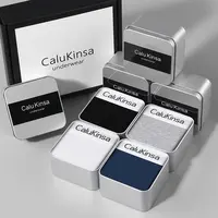 CaluKinsa男士内裤青年中腰平角裤棉透气潮流大码四角裤短裤礼盒