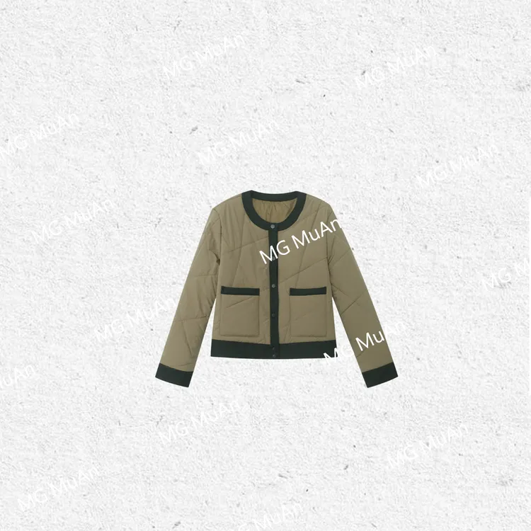 木岸MUAN：《香奶奶棉服》定制香奶奶拼接撞色棉服外套女YJ-23663