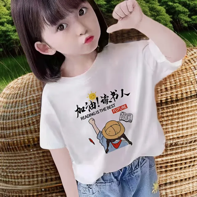 儿童纯棉短袖T恤2025年夏季新款中大童动漫卡通女童宽松韩版上衣