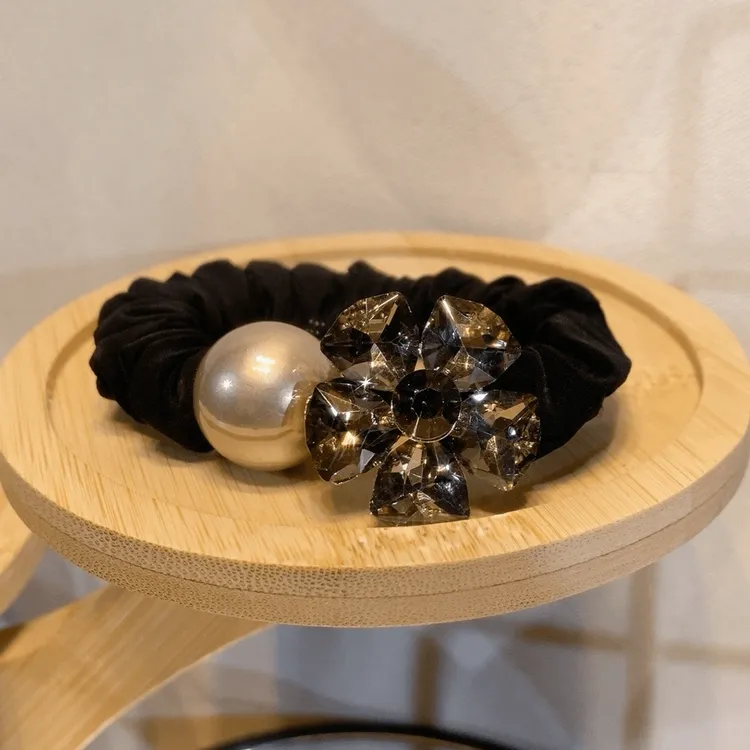 新款发绳2024韩版手工气质轻奢时尚百搭黑色弹力头绳