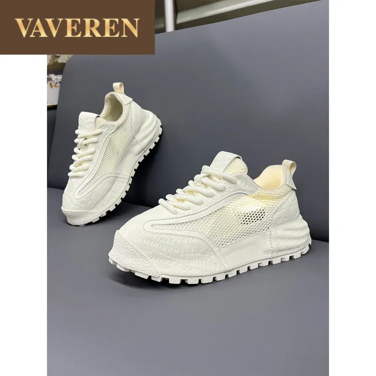 高档轻奢男鞋欧洲站2025夏季透气网面老爹鞋轻奢高端厚底小白鞋