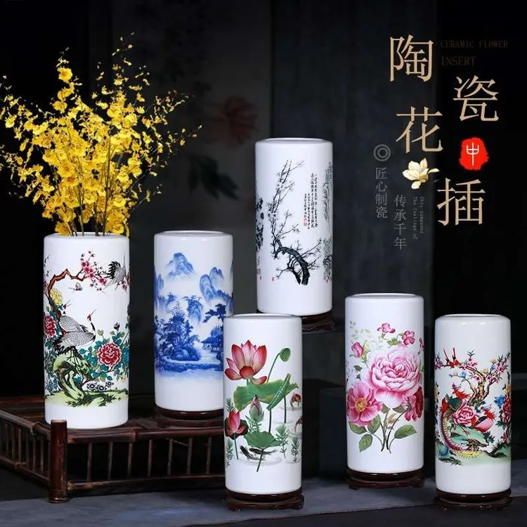 景德镇陶瓷器花瓶富贵竹水养植物客厅餐桌创意花插家居装饰品摆件