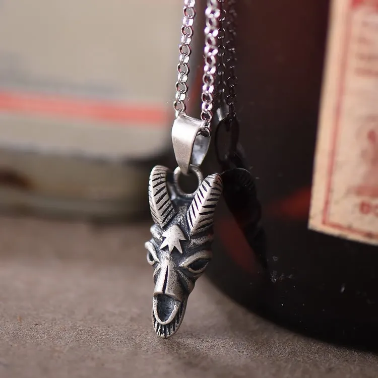 吊坠925银 Dark Dream纯银朋克风亡灵羊角灵魂个性男女情侣款吊坠